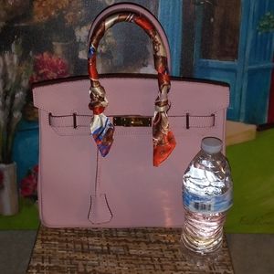 Pink Leather Birkin Style Bag